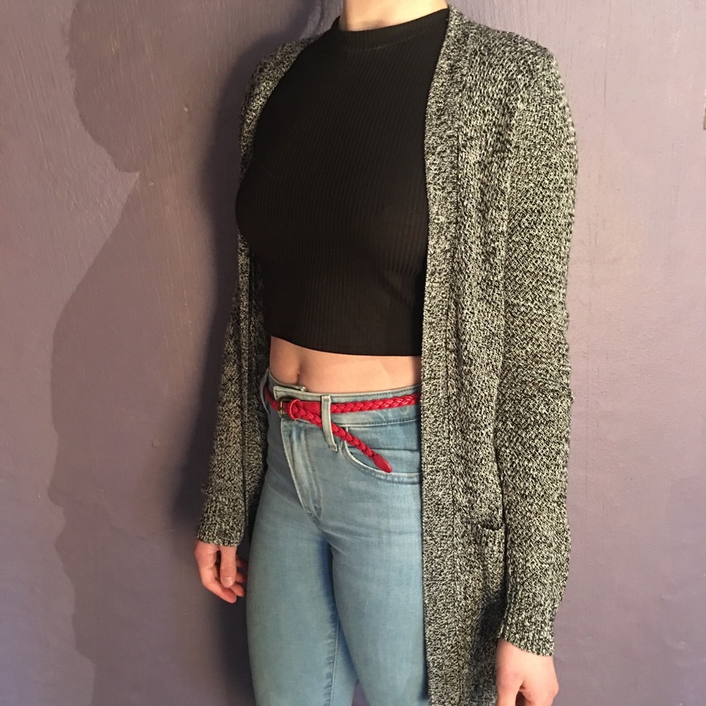 Light weight grey and black knit cardigan